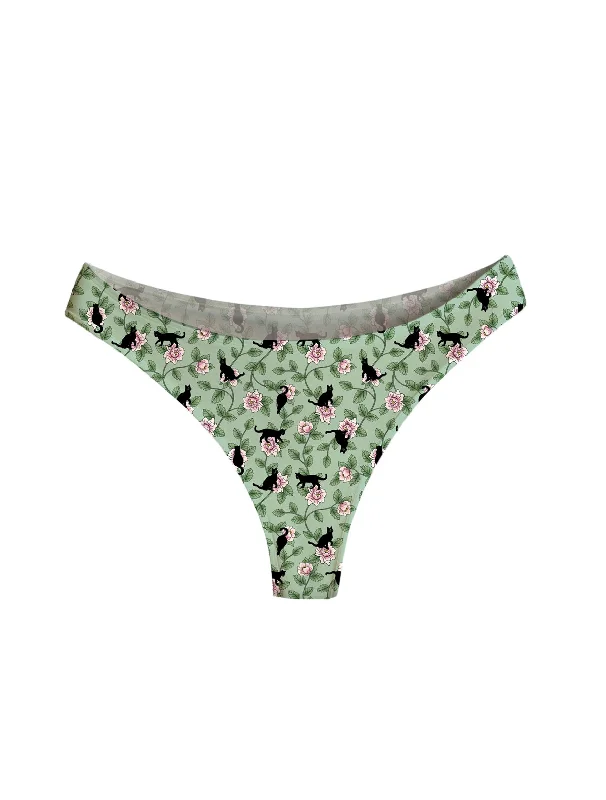 AiraModal™ Floral Felines Mid-Rise Thong