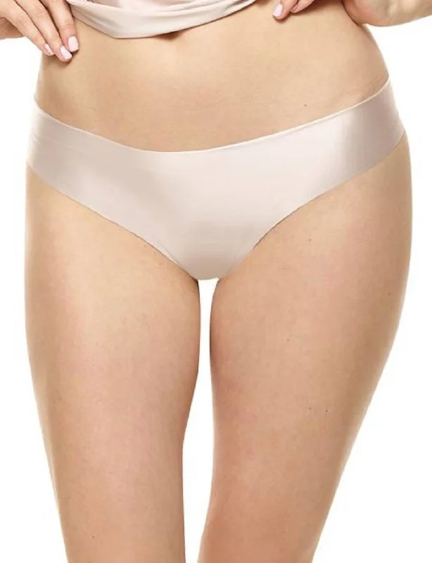 Luxe Satin Thong Panty In Creme