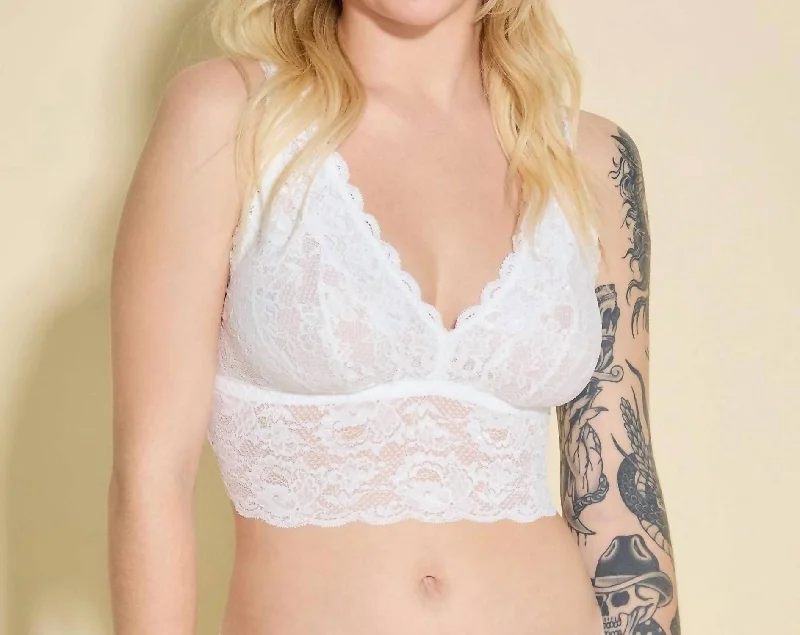 Never Say Never Plungie Longline Bralette In White