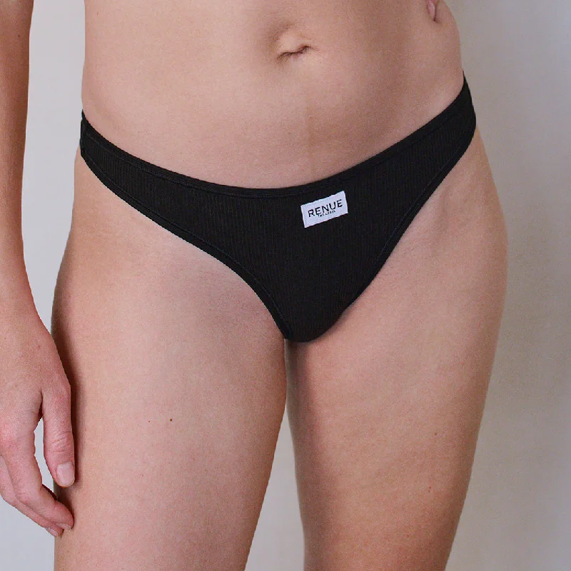 Tencel Ribbed Thong - Black