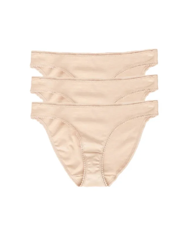 Women's Cabana Cotton Bikini Panty - 3 Pack In Champagne