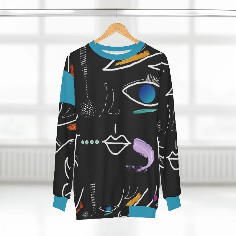 AOP Unisex Sweatshirt FACE DOODLE AZURE