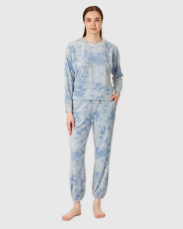 Blue Tie Dye Lush Velvet PJ Set