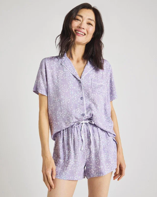 Breezy Love Lilac Notch Top & Boxer PJ Set