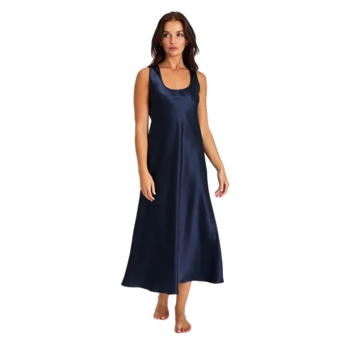 Love and Lustre Mono Silk Long Nightie Navy